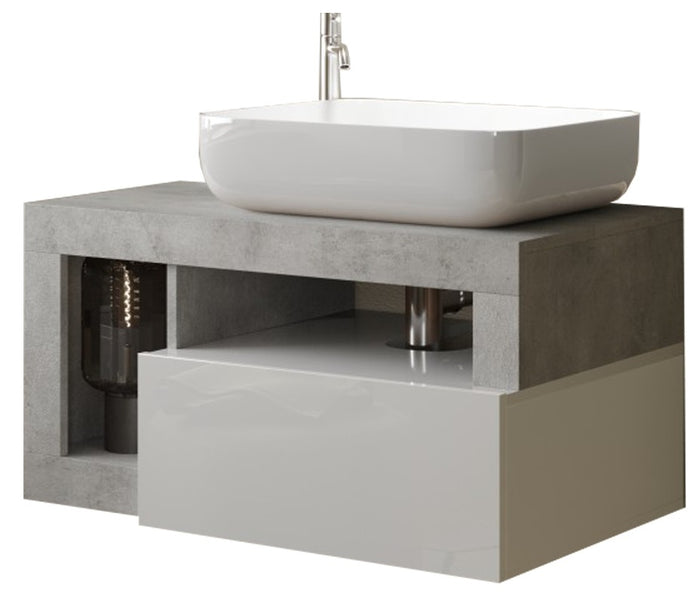 Benvenuto Design Hamburg 79 cm Zwevend Wastafel en Onderkast Beton