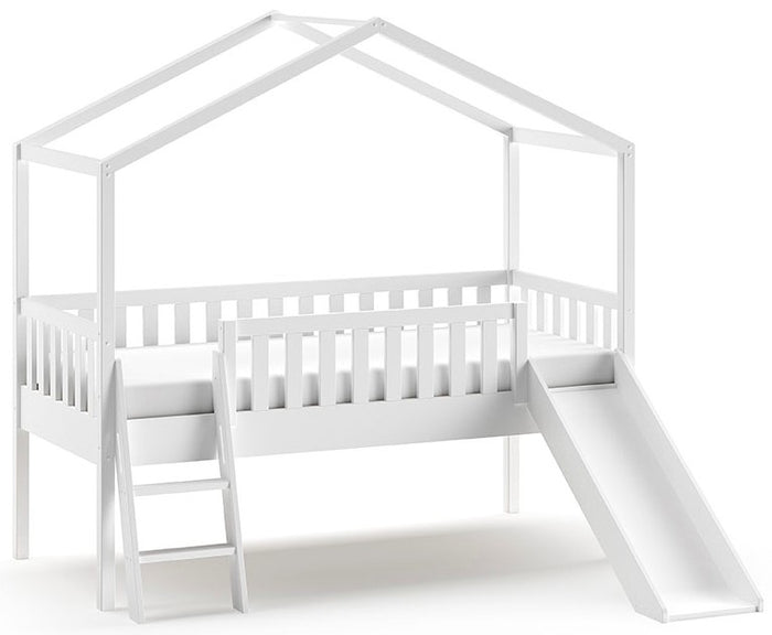 Vipack Dallas Huisbed Verhoogd met Glijbaan Wit