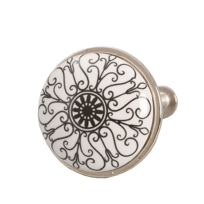 Clayre & Eef Deurknop Ø 3 cm Zwart Wit Keramiek