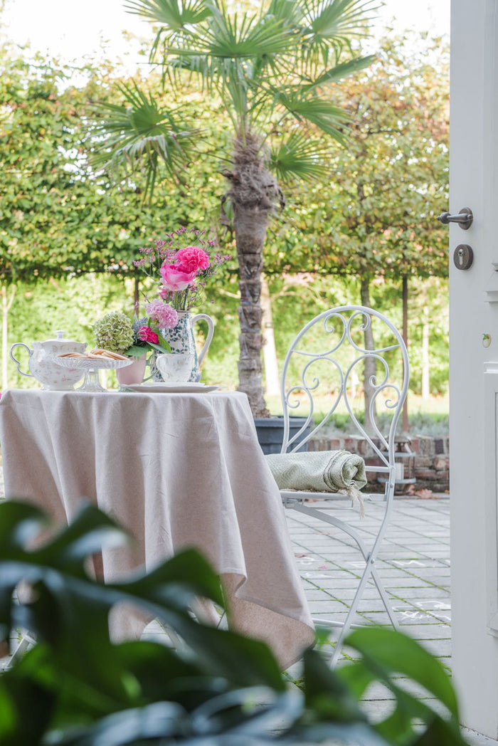 Clayre & Eef Kop en schotel  220 ml Wit Roze Porselein Rond Bloemen