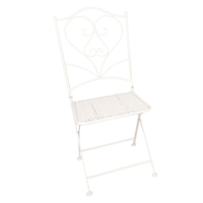 Clayre & Eef Bistroset Bistrotafel Bistrostoel 3-delig Ø 60x70 Wit