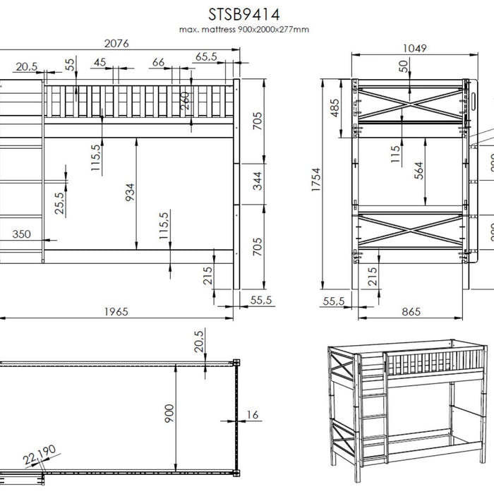Vipack Scott Stapelbed met Lade Set Wit