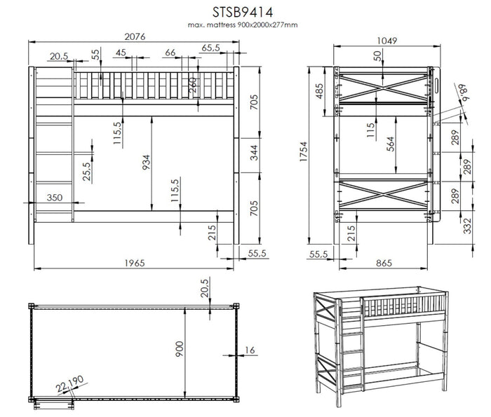 Vipack Scott Stapelbed met Lade Set Wit