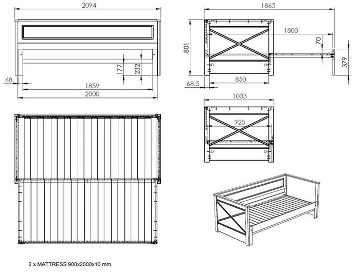 Vipack Pino Kajuitbed Uitschuifbaar met Slaaplade Wit