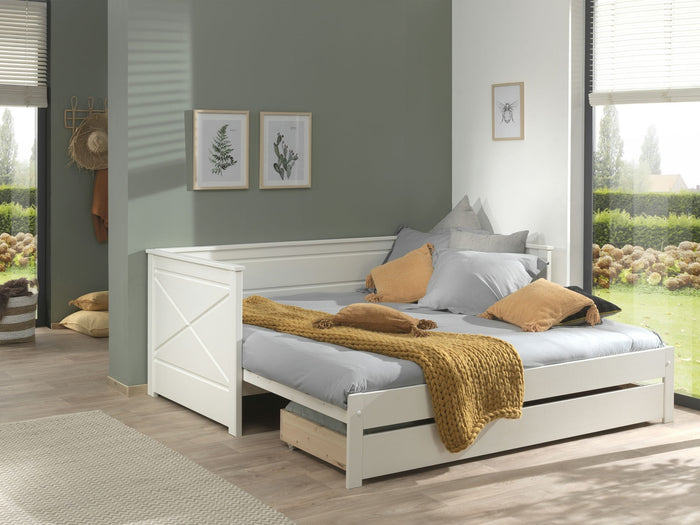 Vipack Pino Kajuitbed Uitschuifbaar met Slaaplade Wit