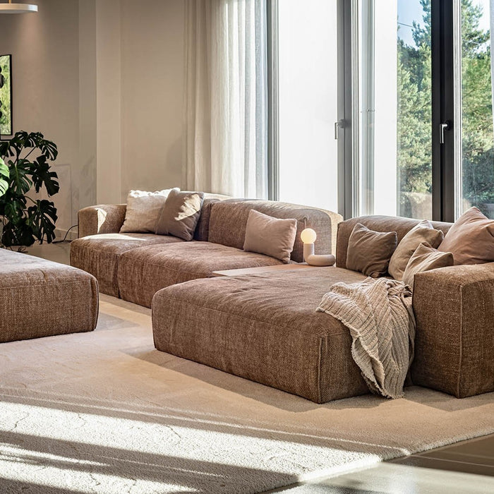 Sits Edda 3-Zits Bank + Chaise Longue Bruin en Salontafel