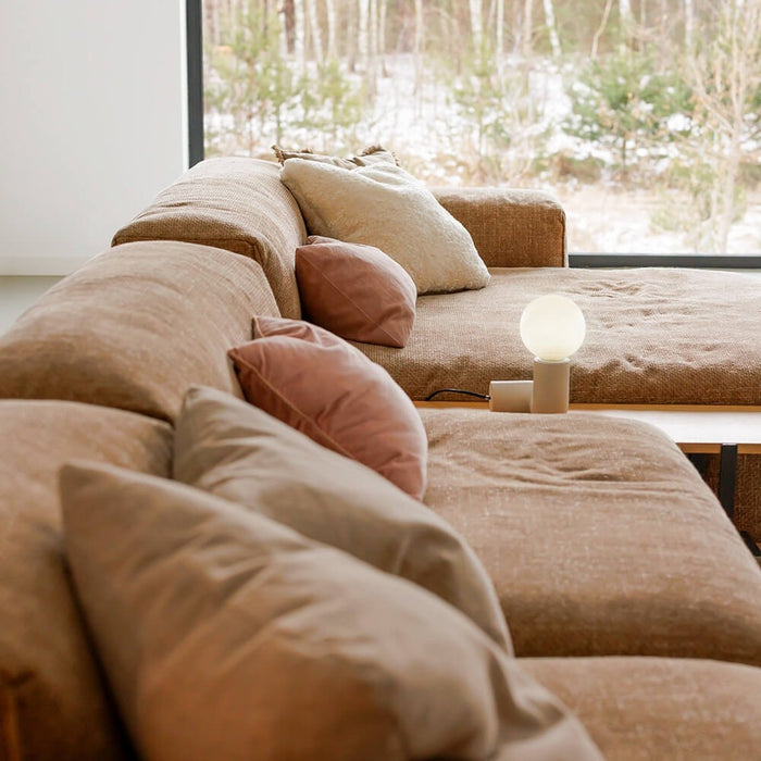 Sits Edda 3-Zits Bank + Chaise Longue Bruin en Salontafel