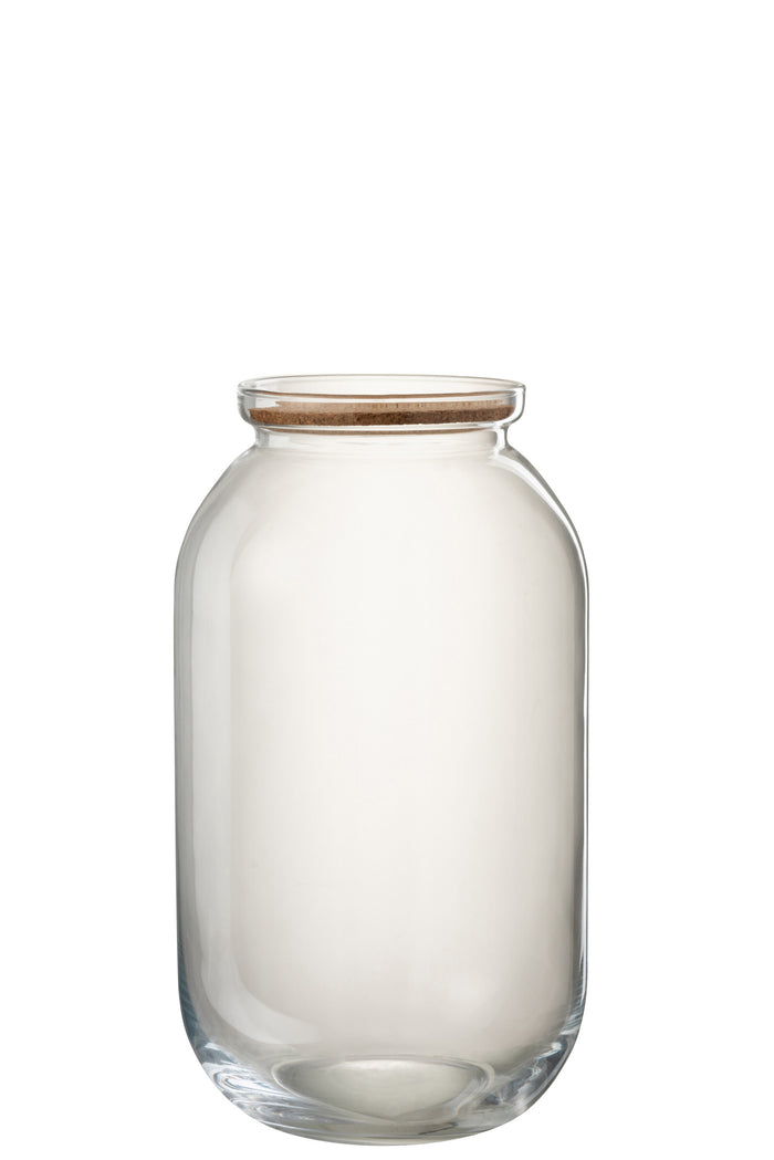 J-Line voorraadpot Roxy - glas|kurk - transparant - large