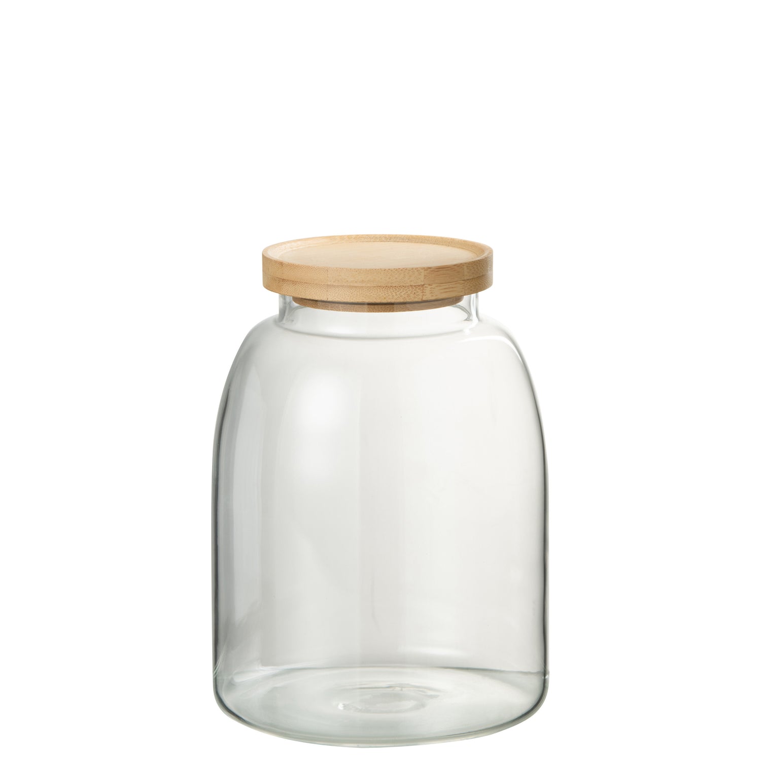 J-Line voorraadpot Tom - glas|bamboe - transparant|naturel - medium