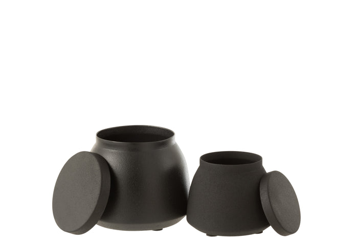 J-Line voorraadpot - metaal - blinkend zwart - large