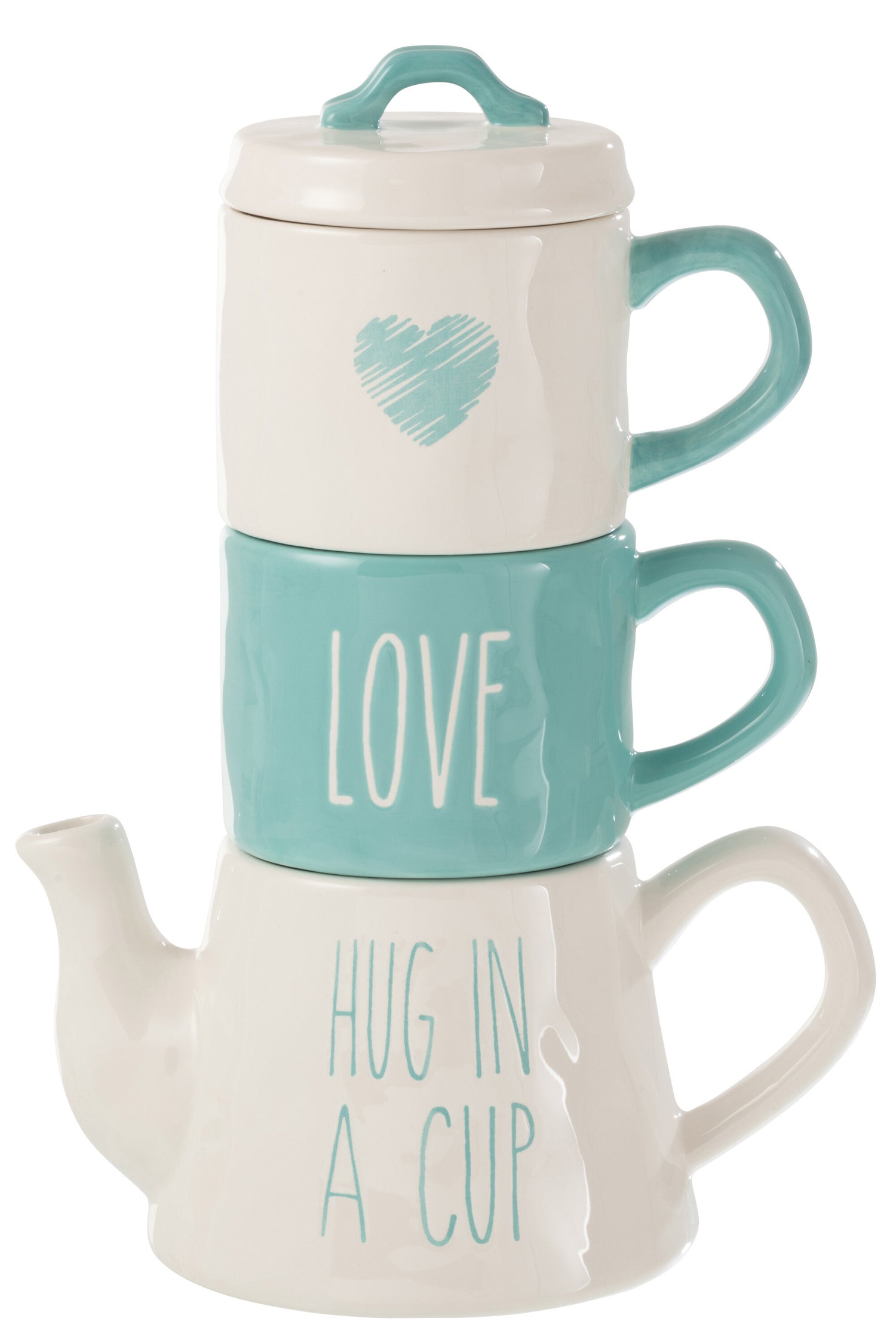 J-Line Tea For 2 Love Keramiek Blauw|Wit