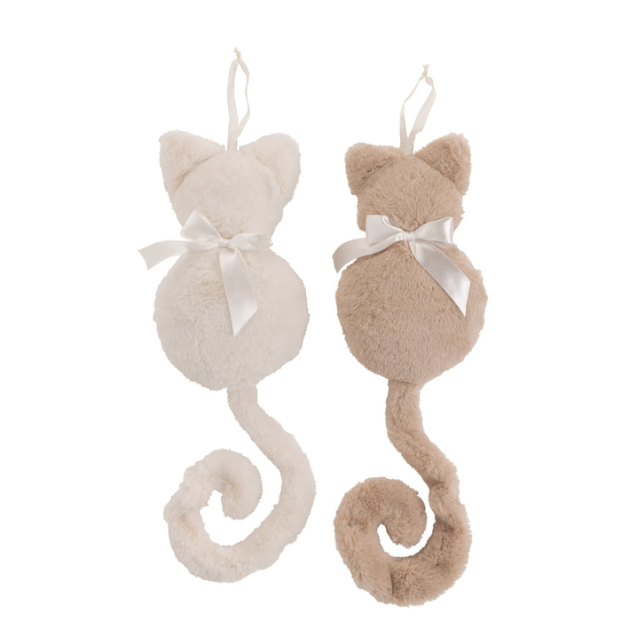 J-Line hanger Kat - pluche - ecru|beige - 2 stuks