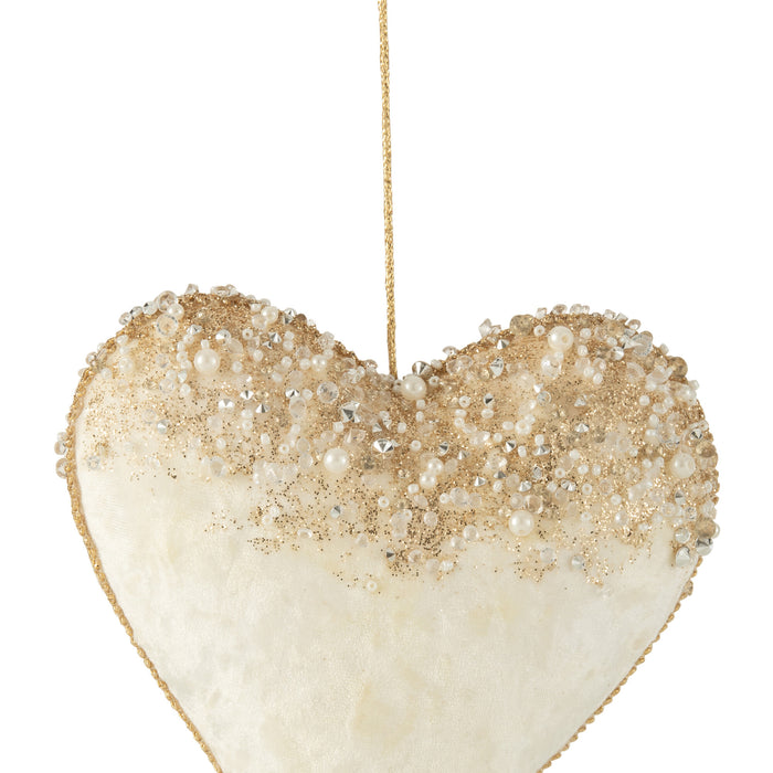 J-Line kersthanger - fluweel - ecru - large