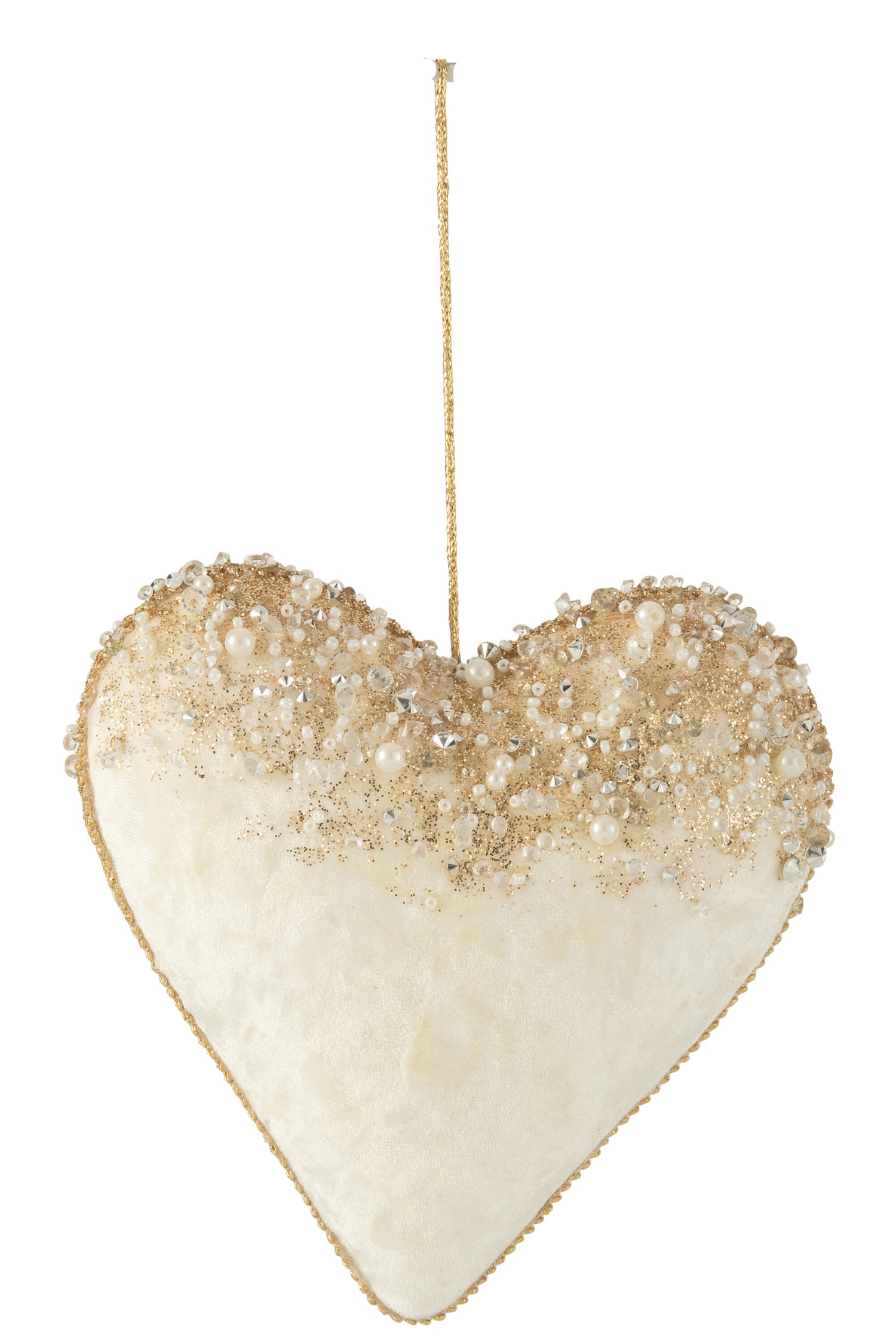 J-Line kersthanger - fluweel - ecru - large