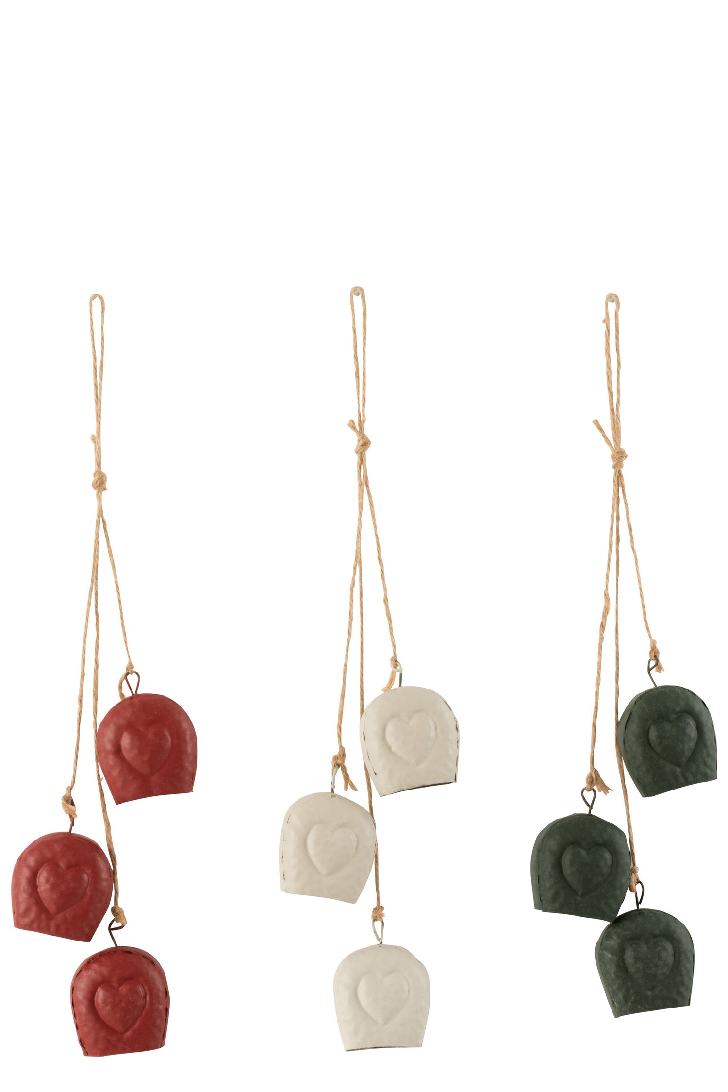 J-Line Hanger 3Bellen Hart Metaal Wit|Rood|Groen Assortiment Van 3