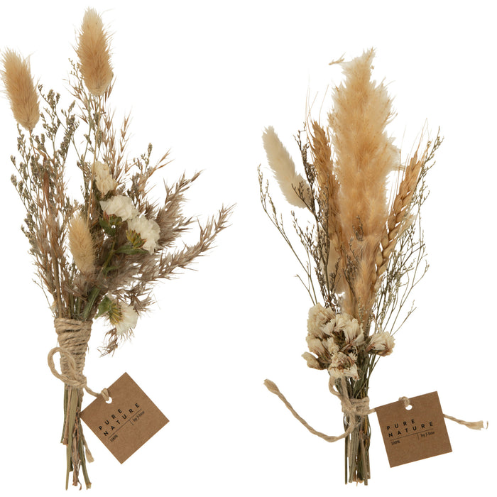 J-Line Bundel Gedroogde Bloemen Naturel Assortiment Van 2