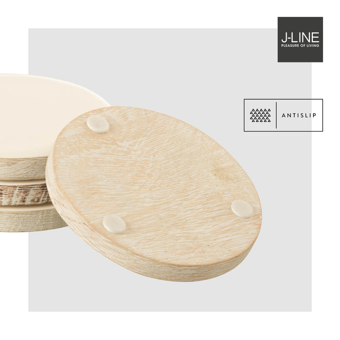 J-Line onderzetter Mango  - kunststof - grijs - 4 stuks