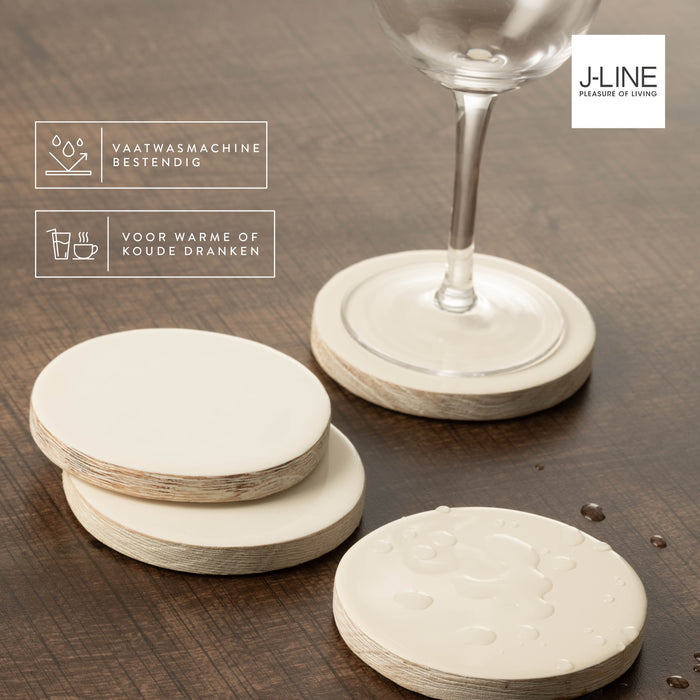 J-Line onderzetter Mango  - kunststof - grijs - 4 stuks