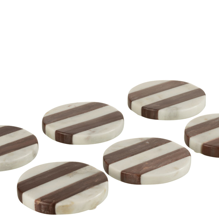 J-Line onderzetter Marmer - steen - wit|bruin - 6 stuks