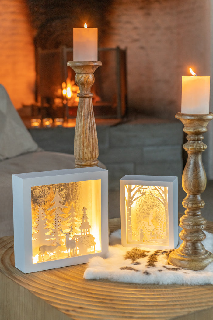 J-Line wanddecoratie 3D Winter - pvc|glas - zilver - LED lichtjes