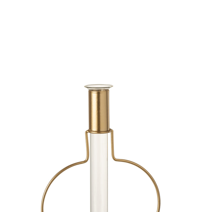 J-Line Vaasje 1 Tube Rond Metaal|Glas Goud
