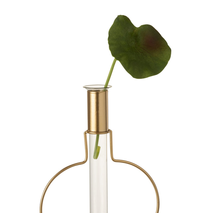 J-Line Vaasje 1 Tube Rond Metaal|Glas Goud