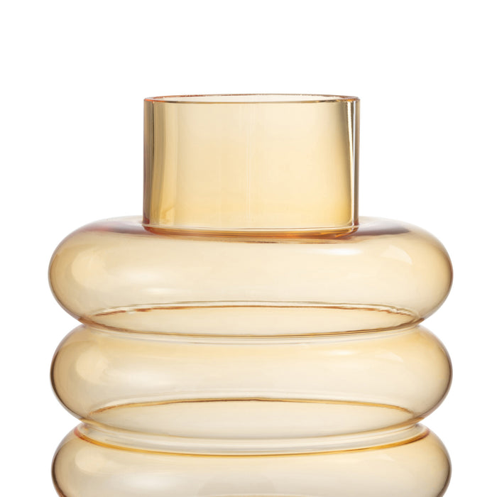 J-Line Lima Vaas - bloemenvaas - glas - oker - L - 22.5 cm