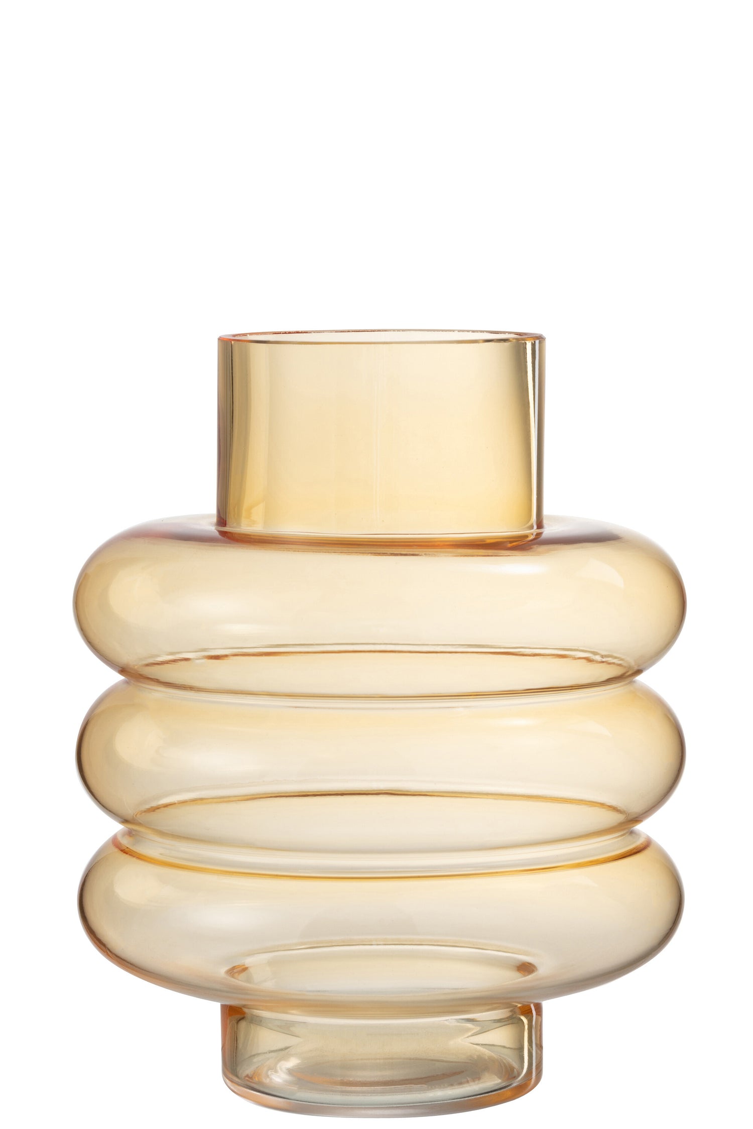 J-Line Lima Vaas - bloemenvaas - glas - oker - L - 22.5 cm