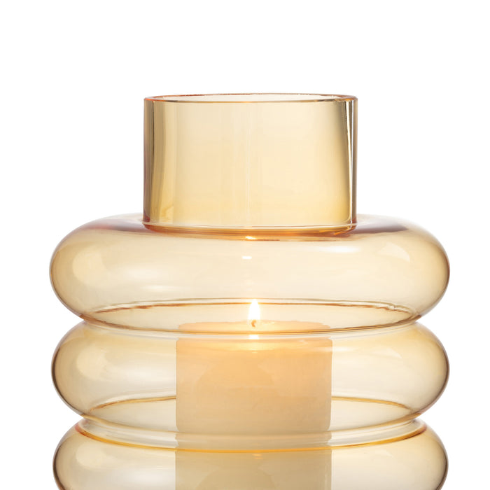 J-Line Lima Vaas - bloemenvaas - glas - oker - L - 22.5 cm