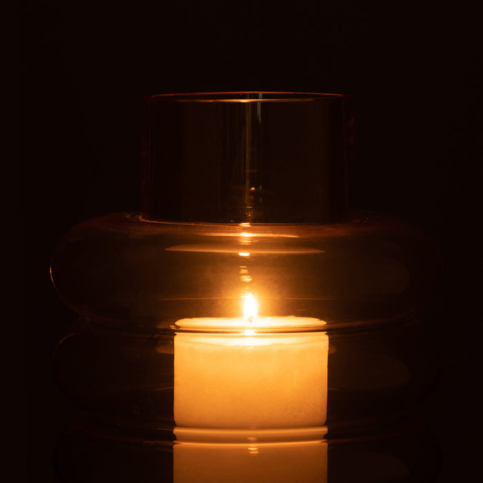 J-Line Lima Vaas - bloemenvaas - glas - oker - L - 22.5 cm