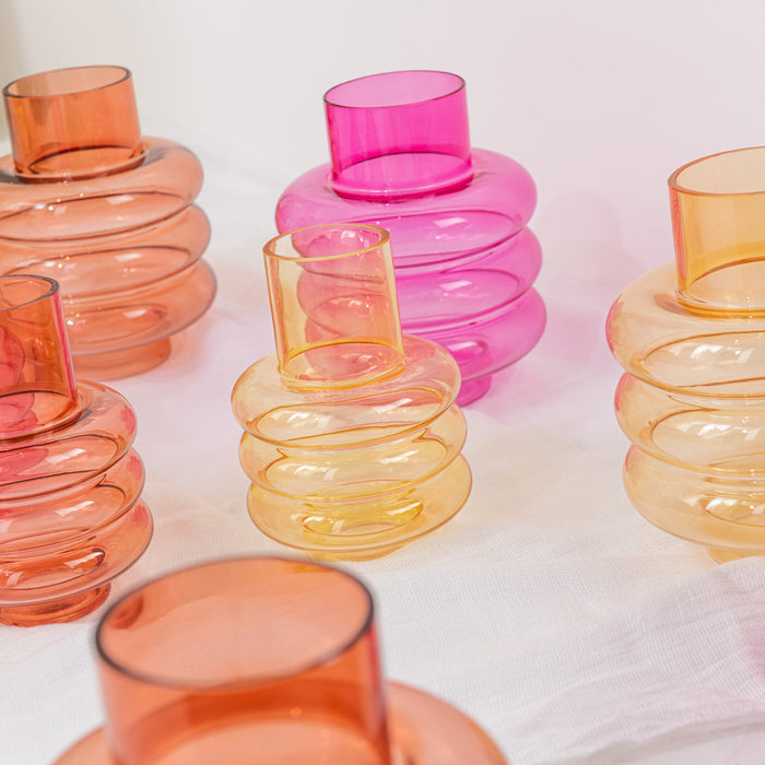 J-Line Lima Vaas - bloemenvaas - glas - oker - L - 22.5 cm