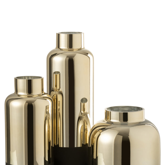 J-Line Vaas Omi Glas Goud|Zwart Large - 40 cm hoog