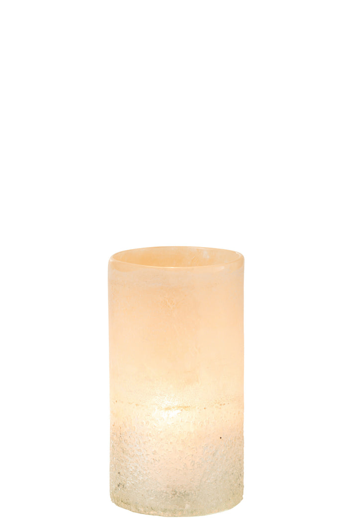 J-Line Vaas Cilinder Glas Beige Small