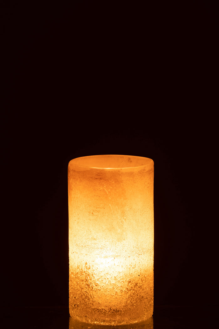 J-Line Vaas Cilinder Glas Beige Small