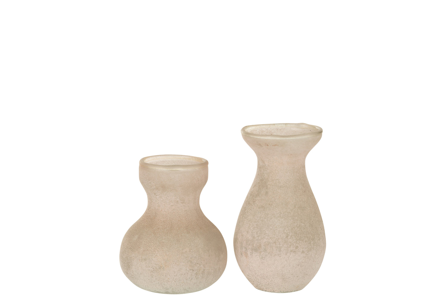 J-Line vaas Poeder - glas - roze - 2 stuks