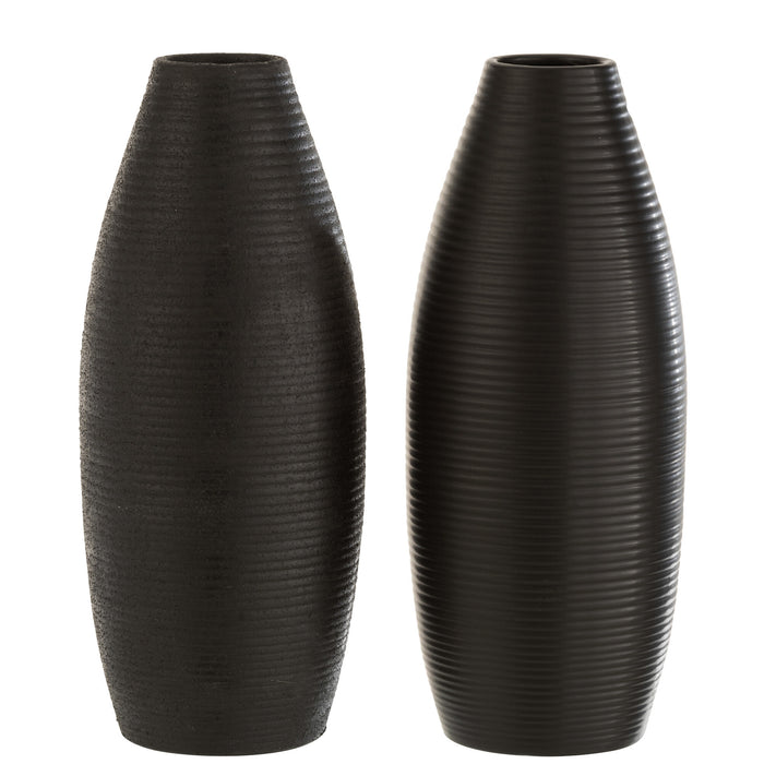 J-Line vaas Lia - keramiek - zwart - 2 stuks - 28.00 cm hoog