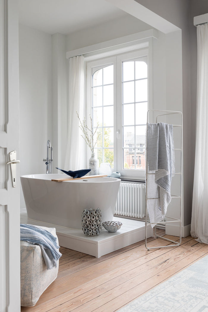 J-Line vaas Anemone Hoog - keramiek - blauw - 32 cm hoog