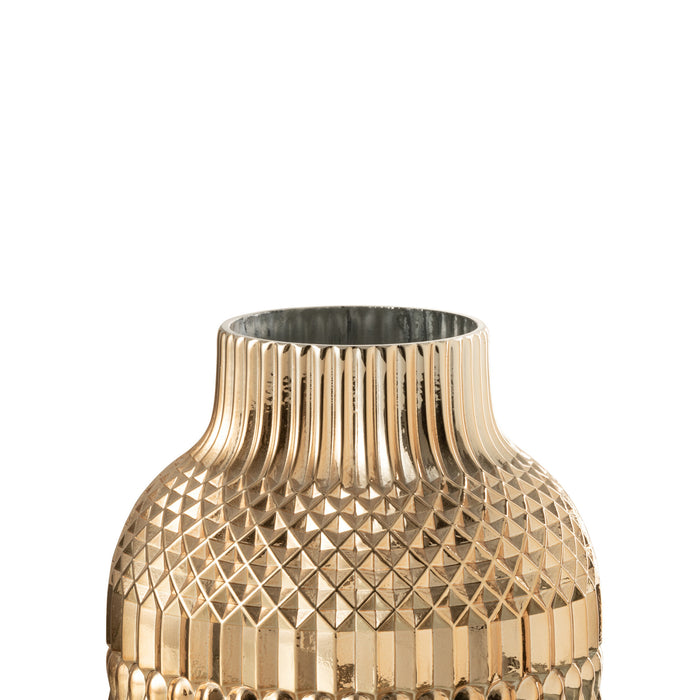 J-Line vaas Ari - glas - goud - small - 17.50 cm hoog