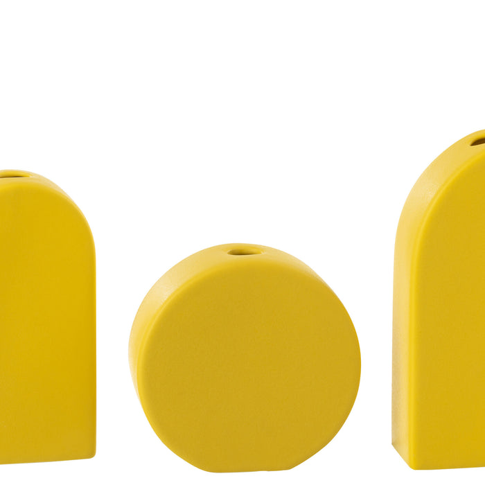 J-Line Set 3 Vaas Mykonos Porselein Oker