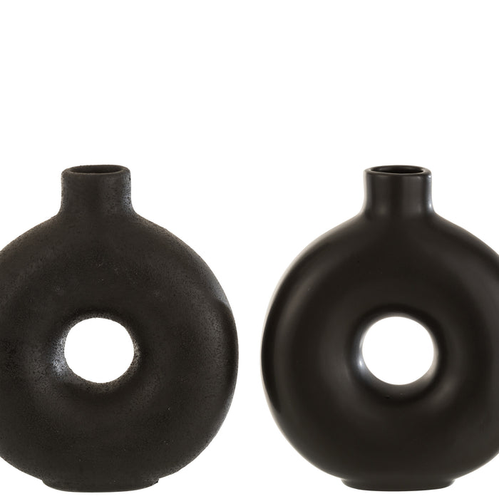 J-Line Vaas Cleo Ker Zwart Asssortiment Van 2 - 20 cm hoog