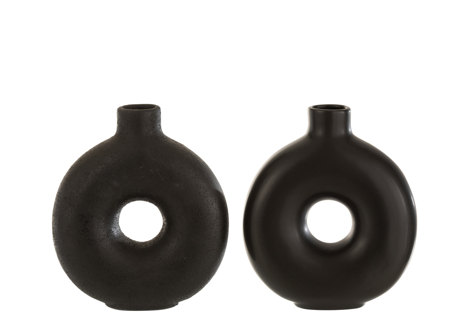 J-Line Vaas Cleo Ker Zwart Asssortiment Van 2 - 20 cm hoog