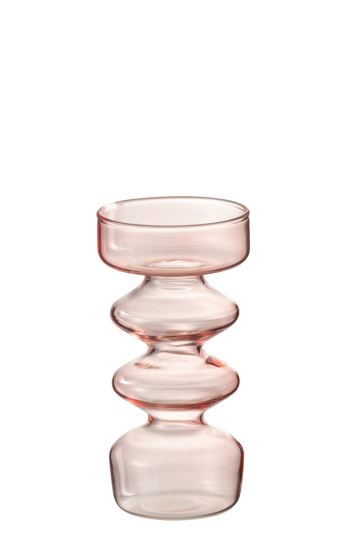 J-Line vaas Luna - glas - roze - small - 14 cm hoog