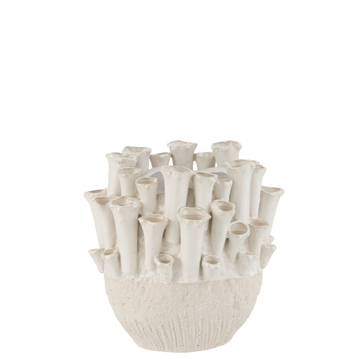 J-Line vaas Anemone Laag - keramiek - beige - 30.50 cm hoog