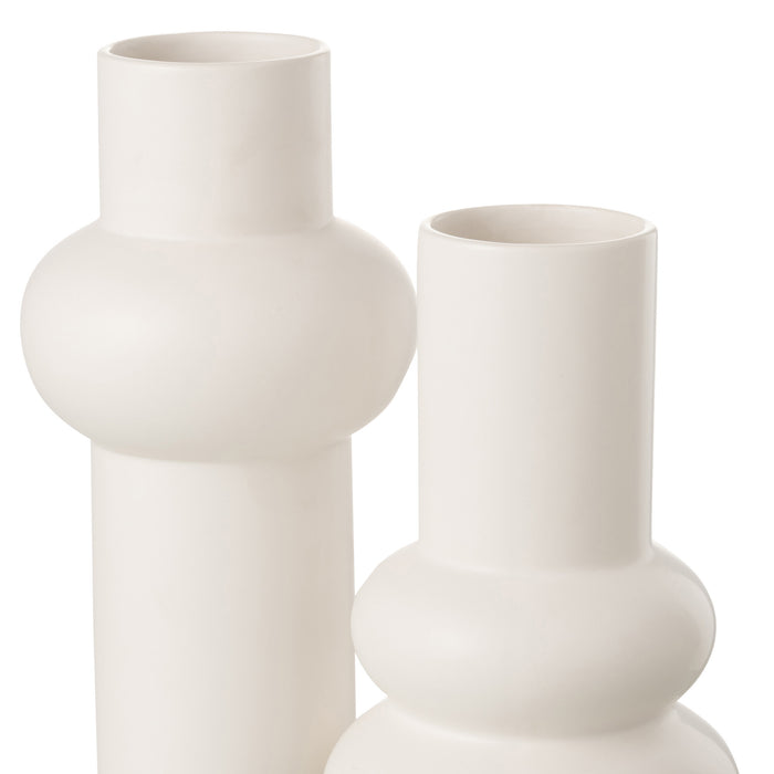 J-Line Vaas Noa Keramiek Wit - 30 cm hoog