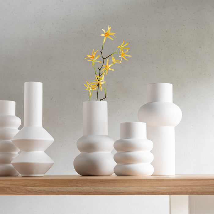 J-Line Vaas Noa Keramiek Wit - 30 cm hoog