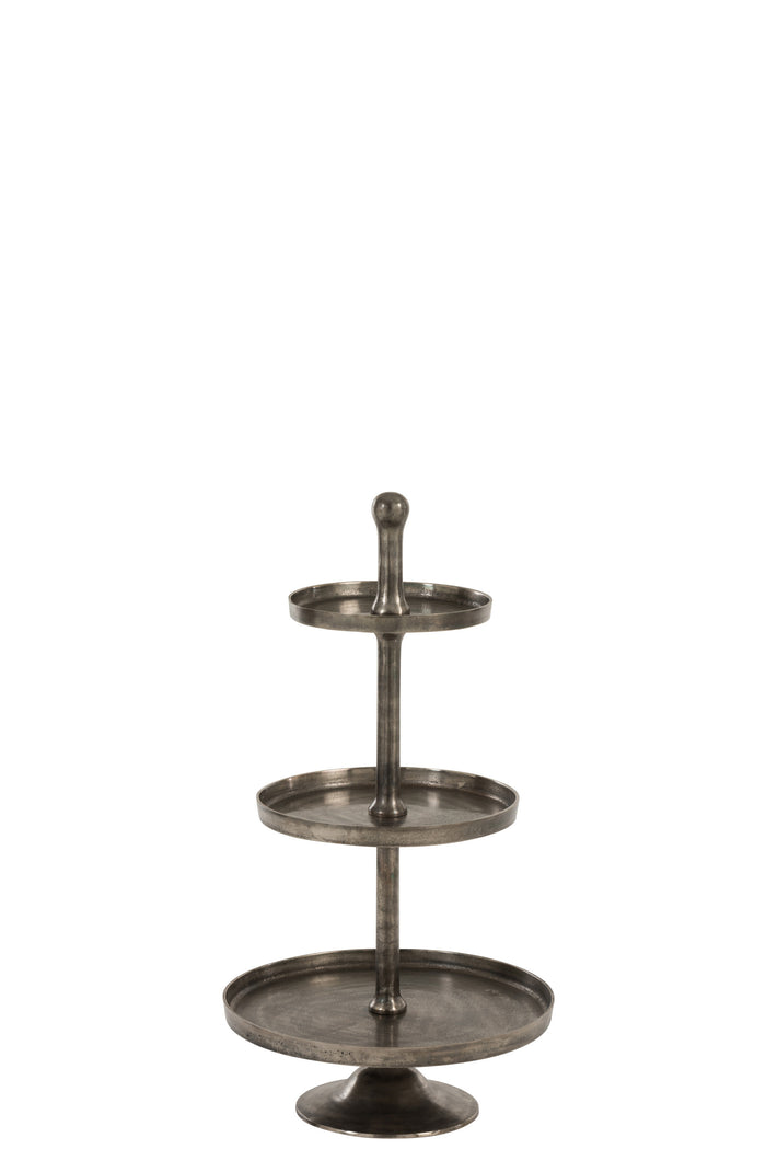 J-Line plateau 3 Niveaus Op Voet - dienblad - metaal - grijs