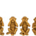 J-Line figuur Aap horen|zien|zwijgen|gsm - polyresin - goud - 4 stuks