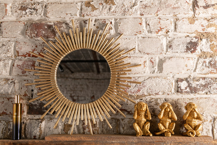 J-Line figuur Aap horen|zien|zwijgen|gsm - polyresin - goud - 4 stuks