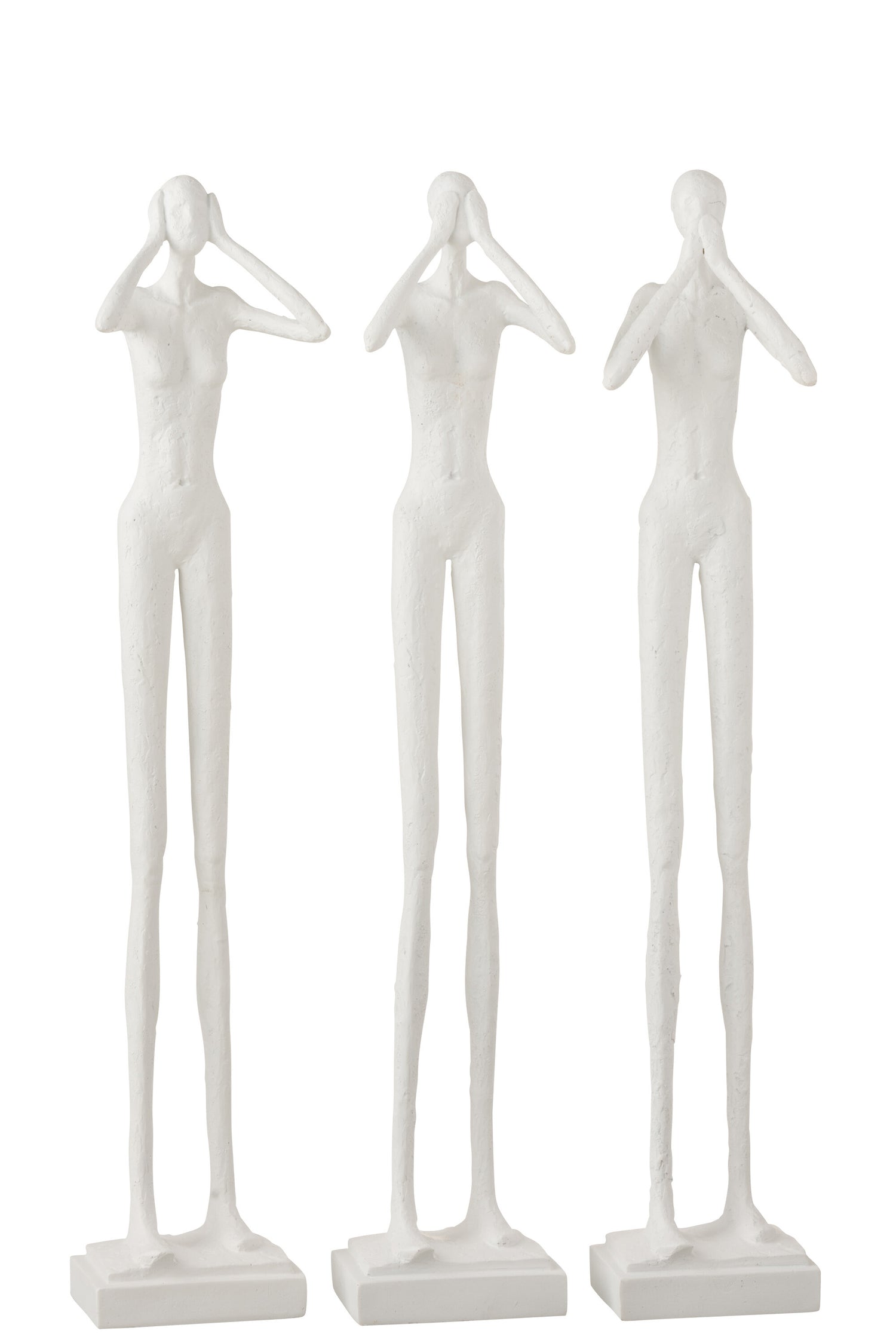 J-Line figuur Horen|Zien|Zwijgen - polyresin - wit - 3 stuks
