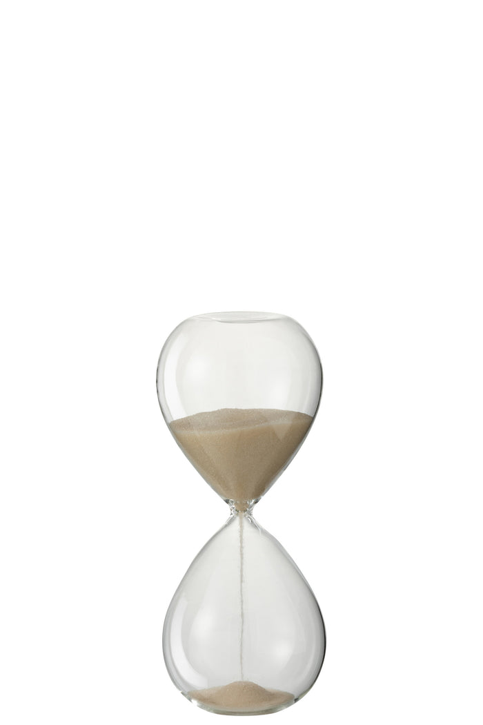 J-Line zandloper - glas|zand - beige - small